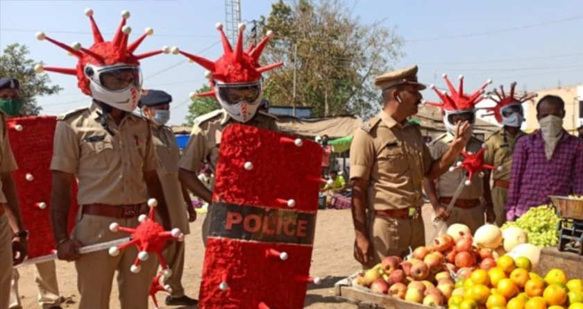 Cops of Surat dress like the virus to motivate people